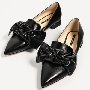 ZARA Basic Pointed Toe Bow Flats